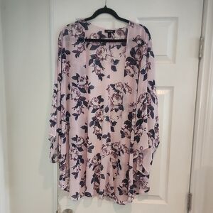 NWOT Torrid Sz 3/4 Sheer Lilac Rose Coverup Spring Summer Vacation Top